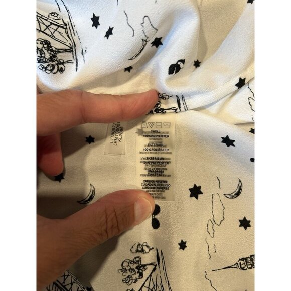 KARL LAGERFELD Paris Eiffel Tower Long Sleeve Button Front Blouse Women's Size S - Picture 9 of 10